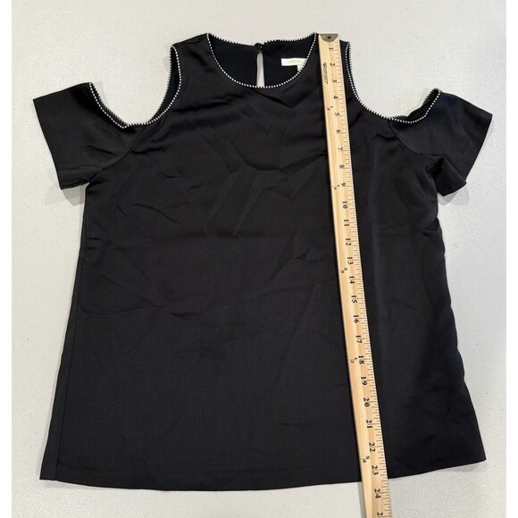 Cooper & Ella Top Womens Small Black Cut Out Cold Shoulder Workwear Old Money - Picture 4 of 5